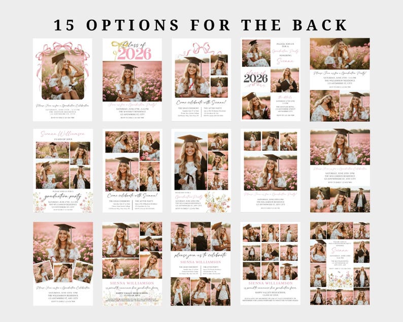 Floral Graduation Announcement, Spring Graduation Party Invitation: Canva Template (Digital Download) bild 3