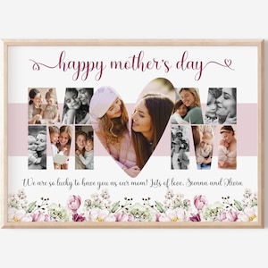 Custom Photo Collage TEMPLATE for Mom, Printable Gift for Mother, Mother's Day Gift, Last Minute Birthday Present for Mum, Canva Template