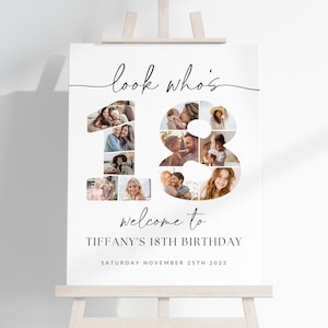 18th Birthday Photo Collage TEMPLATE, Look Who's 18, Customizable Photo Collage Board, Photo Montage Display Poster, Digital Download DIY