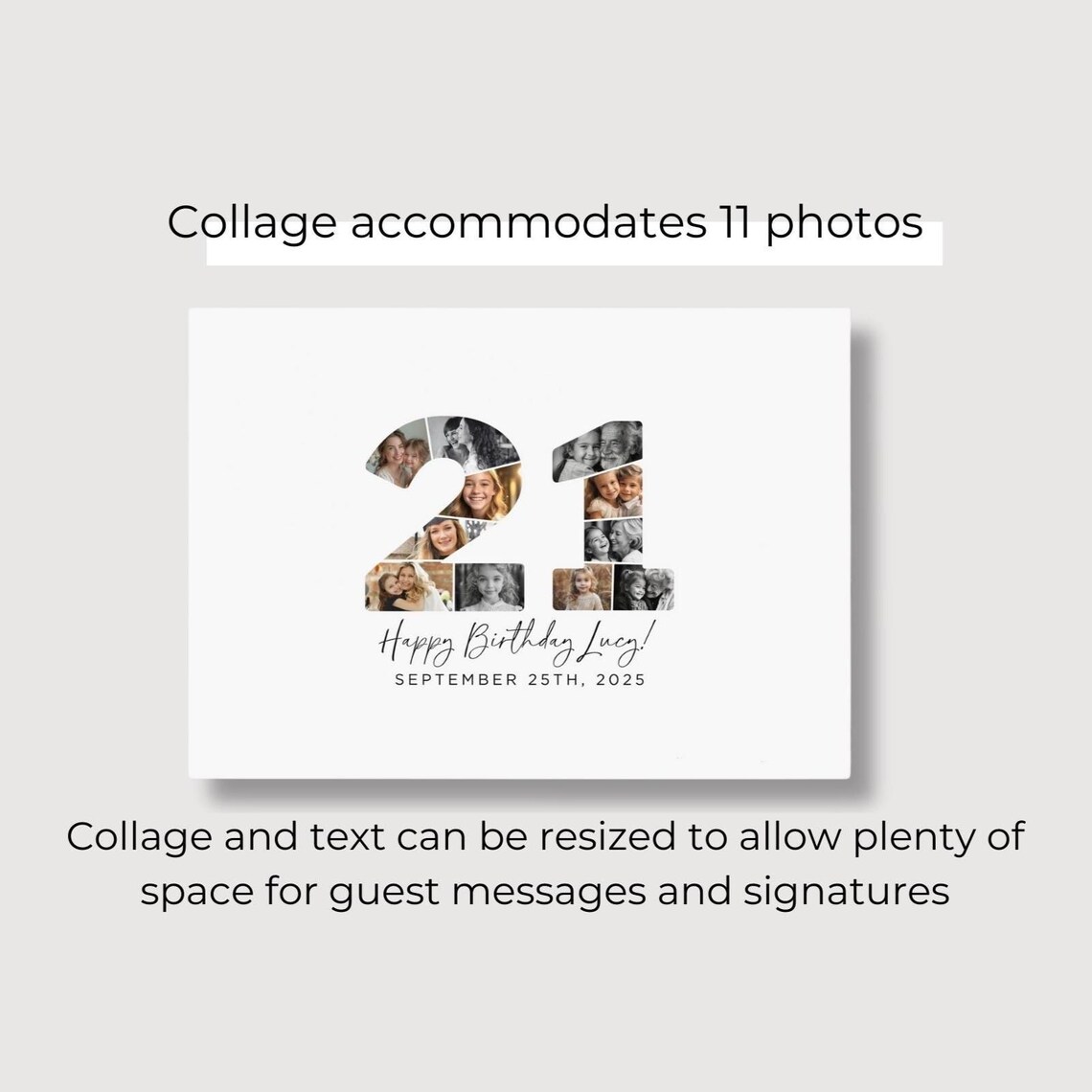 21st Birthday Photo Collage Poster TEMPLATE With Room for Messages ...