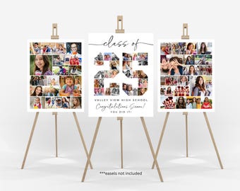 Graduation Photo Collage Class of 2025 TEMPLATE Set, Graduation Party Poster Display, Personalized Gift for Graduate, Photo Memory Keepsake