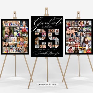 Graduation Photo Collage TEMPLATE Set, Graduation Party Poster Display, Personalized Gift for Graduate, Class of 2025, Photo Memory Keepsake