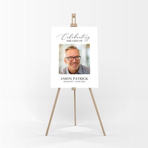 Minimalist Celebration of Life Sign, Funeral Welcome Sign, Elegant Funeral Theme, Memorial Sign for Funeral, Large Easel Sign for Funeral, Simple Funeral Decor for Men, Funeral Keepsake