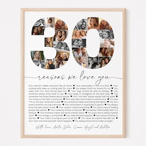 30 Reasons We Love You Photo Collage TEMPLATE, Personalized Birthday Gift for Male Female Mom Dad Grandparent, 30th Anniversary Gift, Canva