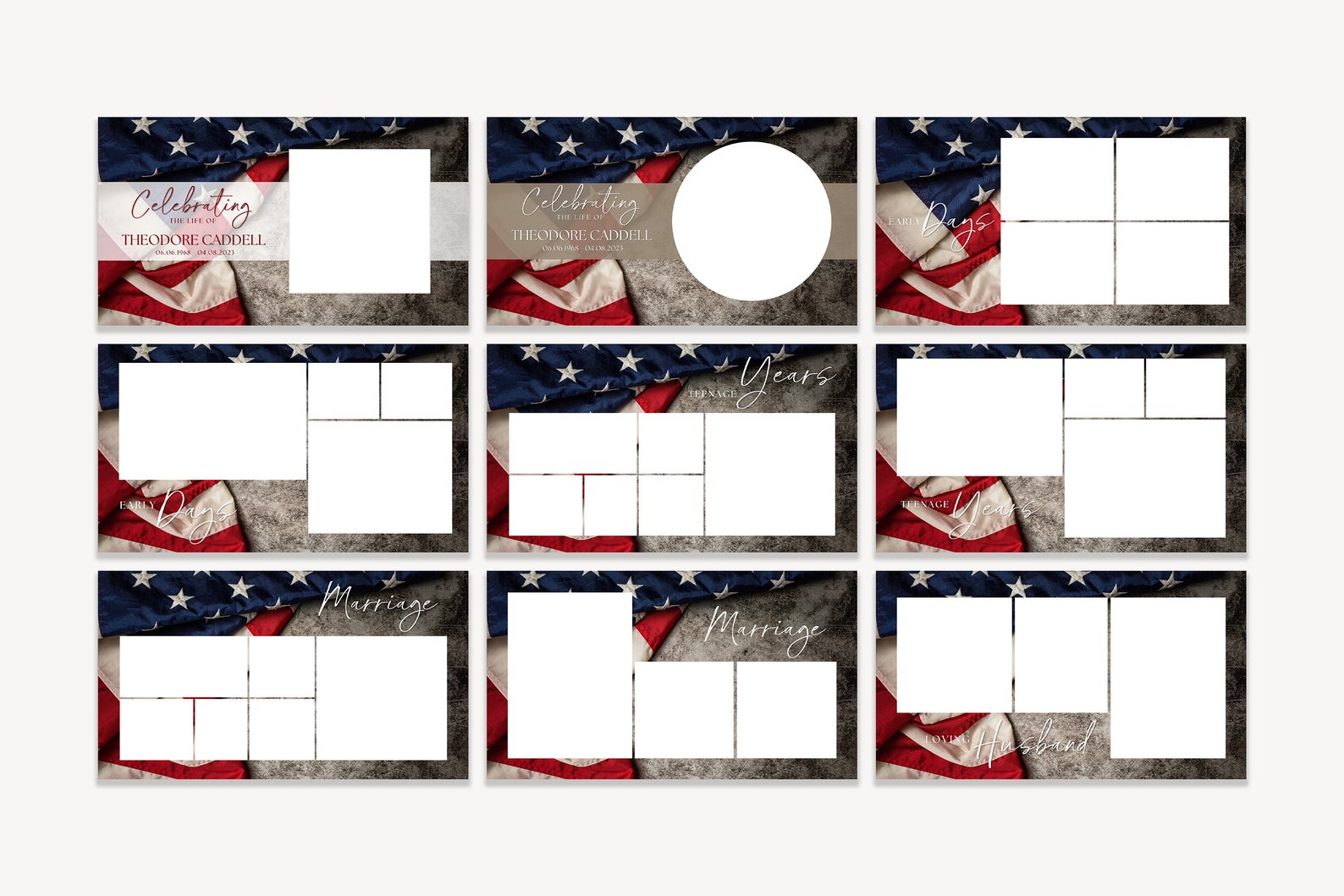 Funeral Photo Slideshow Template for Veteran, Military Memorial Video