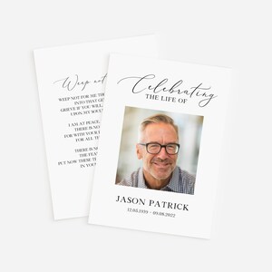 Minimalist Funeral Template Bundle, Funeral Stationery Collection, Simple Memorial Template Bundle, Celebration of Life Funeral Set, Funeral Decor, Funeral Keepsake, Black and White memorial, Funeral Stationery for Men, Funeral Prayer Card