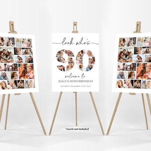 90th Birthday Photo Collage Poster Bundle TEMPLATE, Look who&#39;s 90, Customizable Photo Collage Board, Photo Montage Display