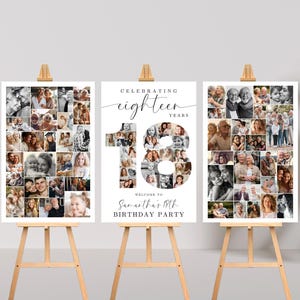 18th Birthday Photo Collage Poster Bundle TEMPLATE Set, Celebrating 18 Years, Party Welcome Sign, Picture Board, Montage Display, C1
