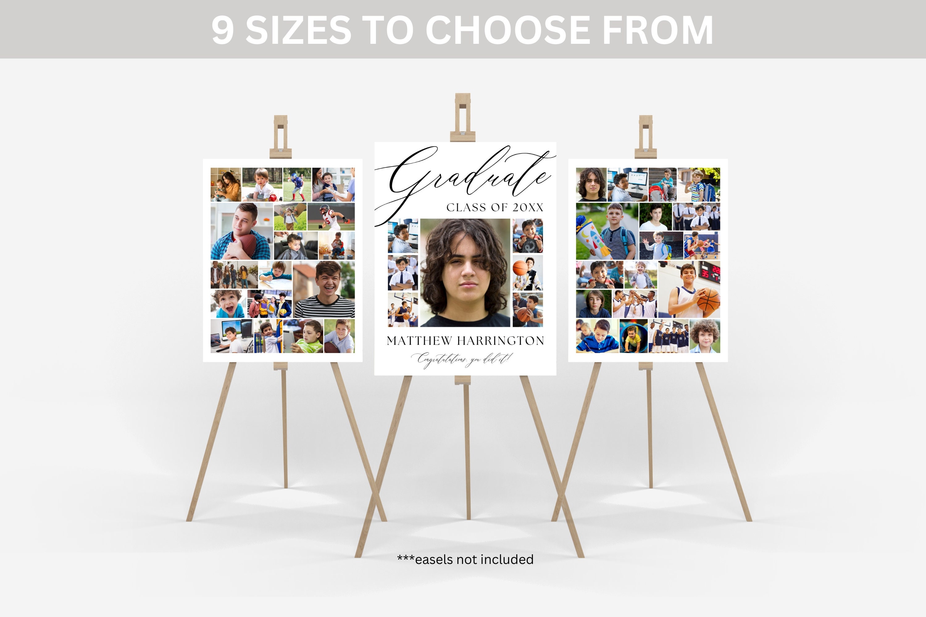 Graduation Photo Collage Class of 2025 TEMPLATE Set, Graduation Party Poster Display, Personalized Gift for Graduate, Photo Memory Keepsake