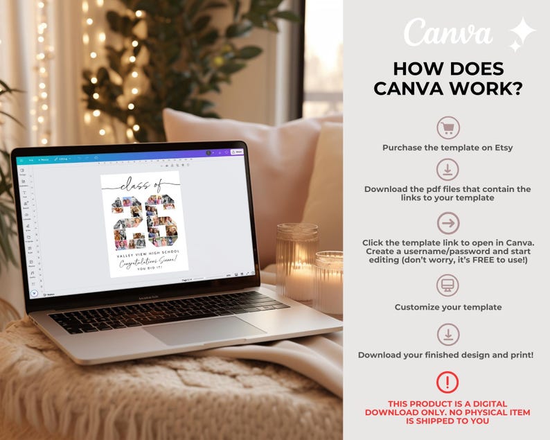 Graduation Photo Collage TEMPLATE Class of 2026, Personalized Gift for Graduate, Graduation Party Poster, Canva Template afbeelding 6
