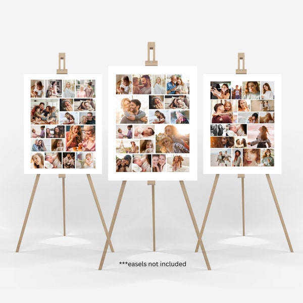 Photo Collage TEMPLATE, Photo Display Poster, Memory Board, Editable Picture Collage Sign, Customizable Photo Board, Self Edit Canva,