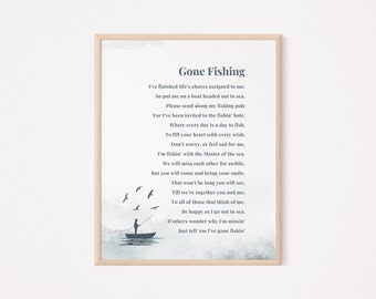 Gone Fishing Poem Ready to Print, Celebration of Life Poem for Fisherman, Remembrance Poem, Funeral Memorial Poem, Memorial Table Poem