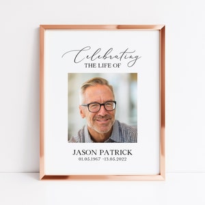 Minimalist Celebration of Life Sign, Funeral Welcome Sign, Elegant Funeral Theme, Memorial Sign for Funeral, Large Easel Sign for Funeral, Simple Funeral Decor for Men, Funeral Keepsake