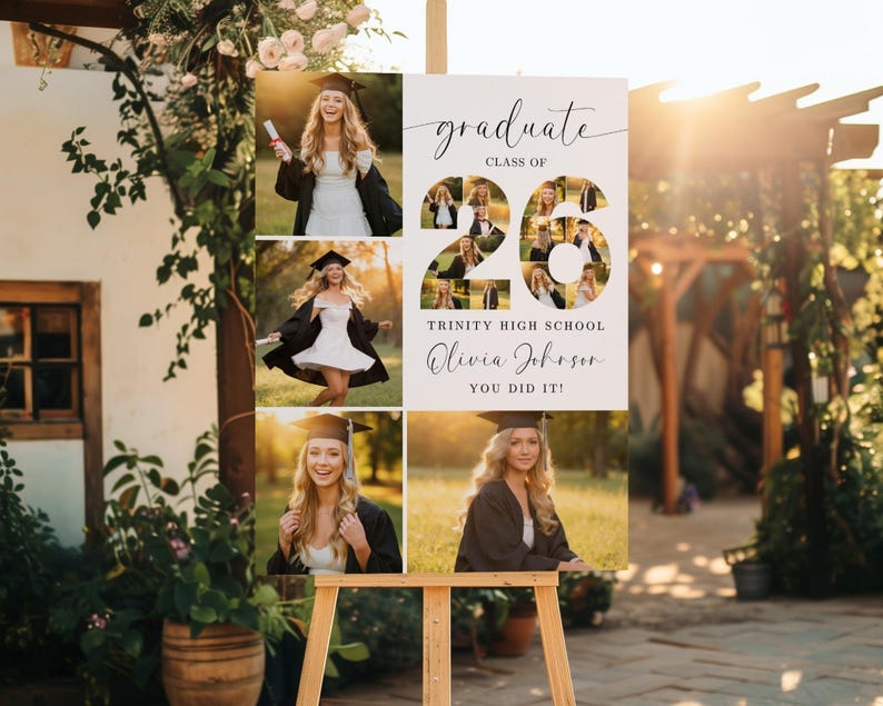Modern Graduation Party Welcome Sign Photo Collage: Canva Template ...