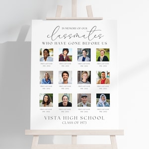 Customizable Class Reunion Memorial Poster Template to Honor Deceased Classmates, School Reunion, Memorial Poster Display, Remembrance Board