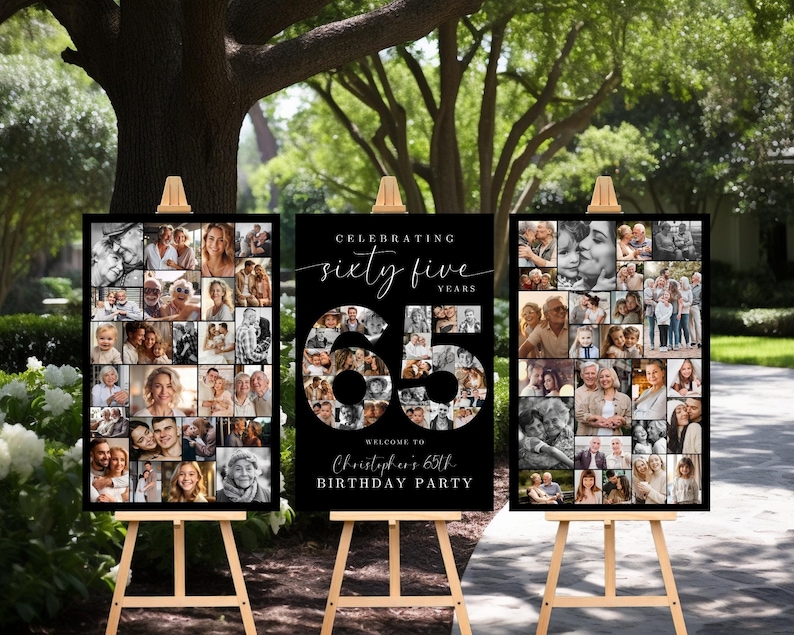 65th Birthday Photo Collage Poster Bundle TEMPLATE Set, Celebrating 65 ...