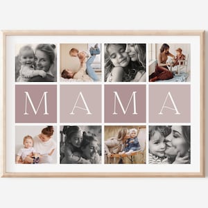 Custom Mama Photo Collage TEMPLATE, Printable Gift for Mother, Mother&#39;s Day Gift, Last Minute Birthday Present, Canva Template
