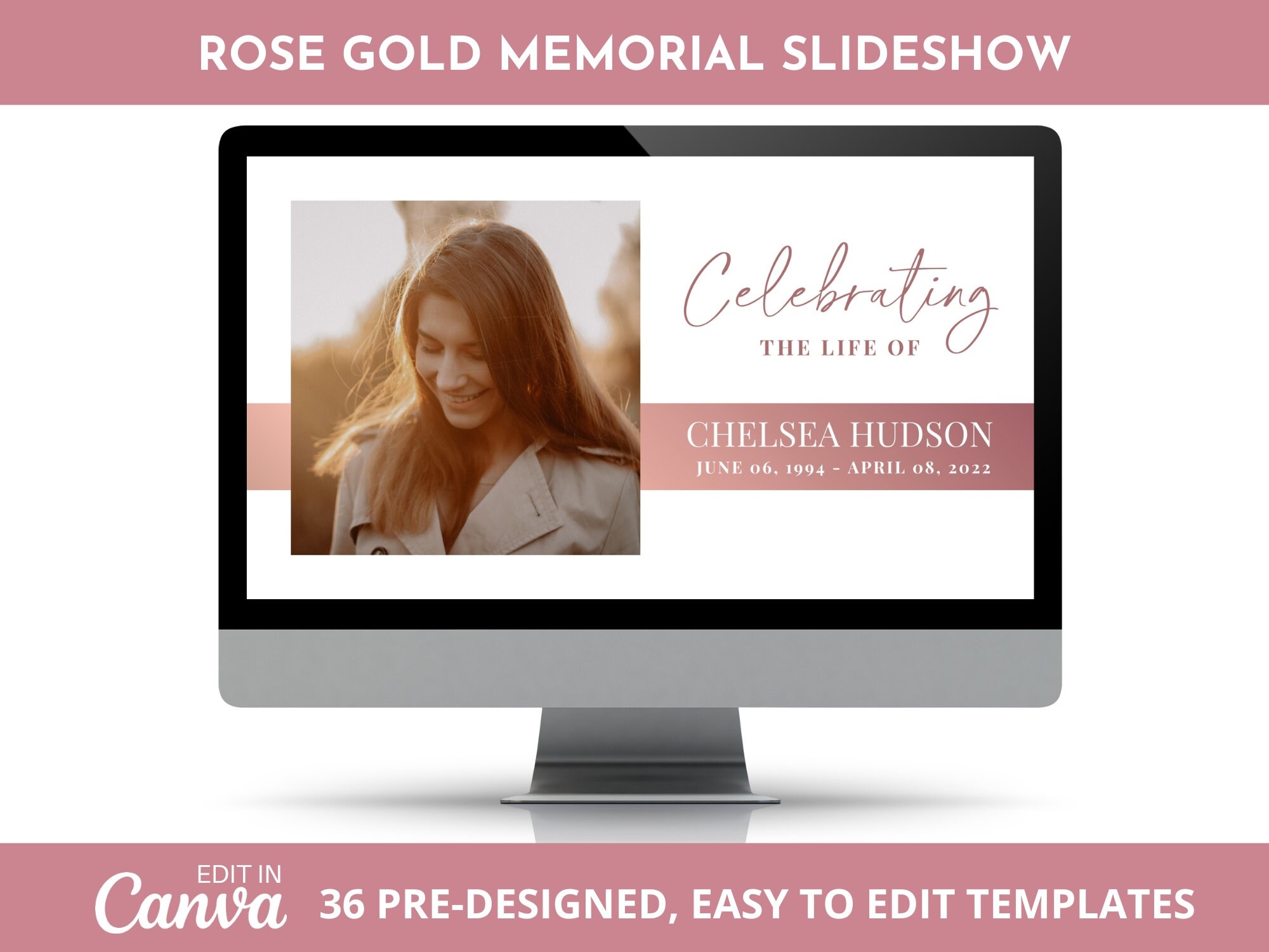 Rose Gold Memorial Slideshow TEMPLATE Funeral Slideshow - Etsy