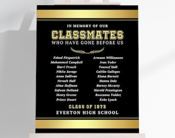 Class Reunion Memorial Poster TEMPLATE to Honor Deceased Classmates, School Reunion, Memorial Poster Display, Remembrance Board