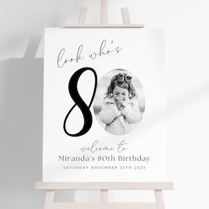 80th Birthday Photo Collage TEMPLATE, Look Who's 80, Customizable Photo Collage Board, Photo Montage Display Poster, 80 Milestone Eighty