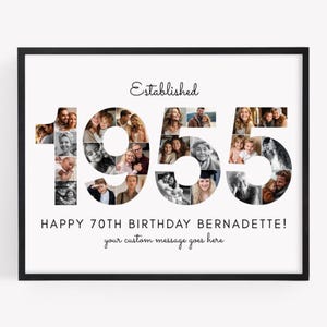 1955 Birth Year Photo Collage TEMPLATE, 70th Birthday Gift, Birthday Welcome Sign, Seventieth Birthday Poster, Party Decor, Canva Template