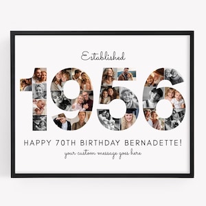 1956 Birth Year Photo Collage TEMPLATE, 70th Birthday Gift, Birthday Welcome Sign, Seventieth Birthday Poster, Party Decor, Canva Template