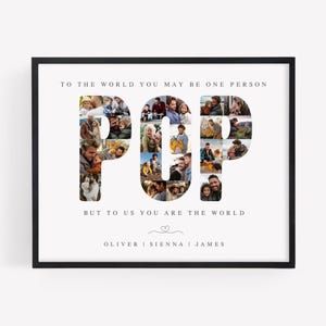 Photo Collage TEMPLATE for Pop, Gift for Dad, Father's Day Gift, Birthday Present, Edit Yourself DIY Download, Canva Template