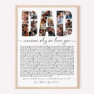 Reasons Why We Love You Photo Collage TEMPLATE for Dad, Personalized Birthday Gift for Father, Father's Day Gift, Canva Template