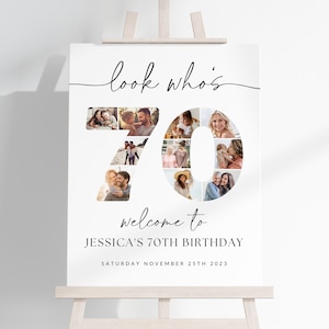 70th Birthday Photo Collage TEMPLATE, Look Who's 70, Customizable Photo Collage Board, Photo Montage Display Poster, Digital Download DIY