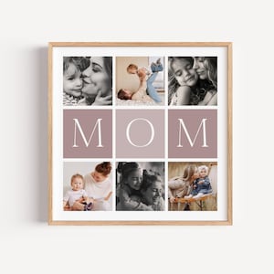 Custom Mom Photo Collage TEMPLATE, Printable Gift for Mother, Mother&#39;s Day Gift, Last Minute Birthday Present, Canva Template