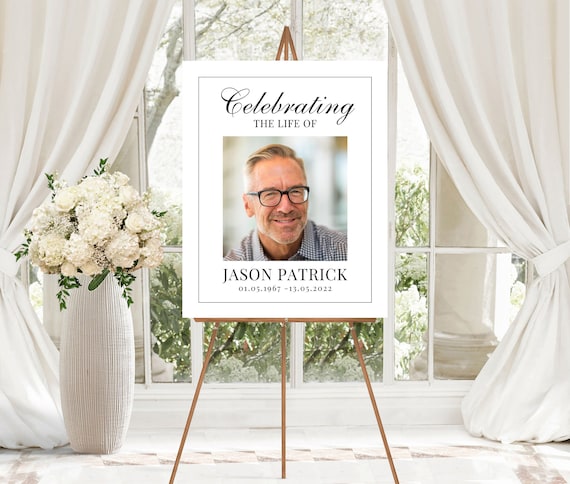 Minimalist Celebration of Life Sign, Funeral Welcome Sign, Elegant Funeral Theme, Memorial Sign for Funeral, Large Easel Sign for Funeral