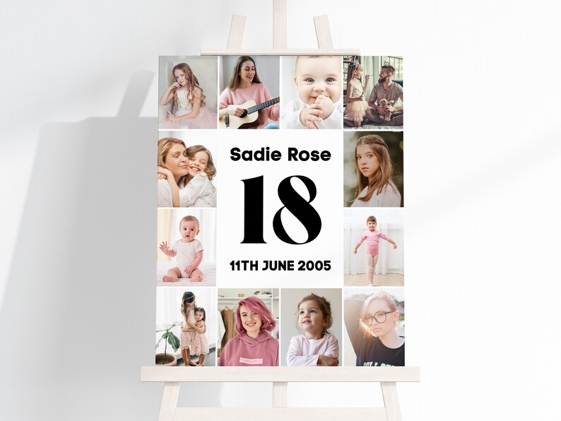 18th Birthday Photo Collage Poster Bundle TEMPLATE, Eighteenth Birthday