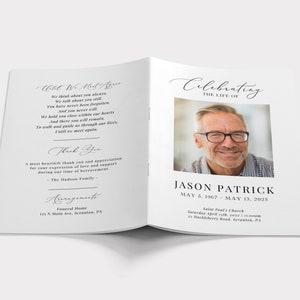 8 Page Bifold Funeral Program TEMPLATE, Minimalist Celebration of Life, Memorial Program, Order of Service Obituary Booklet