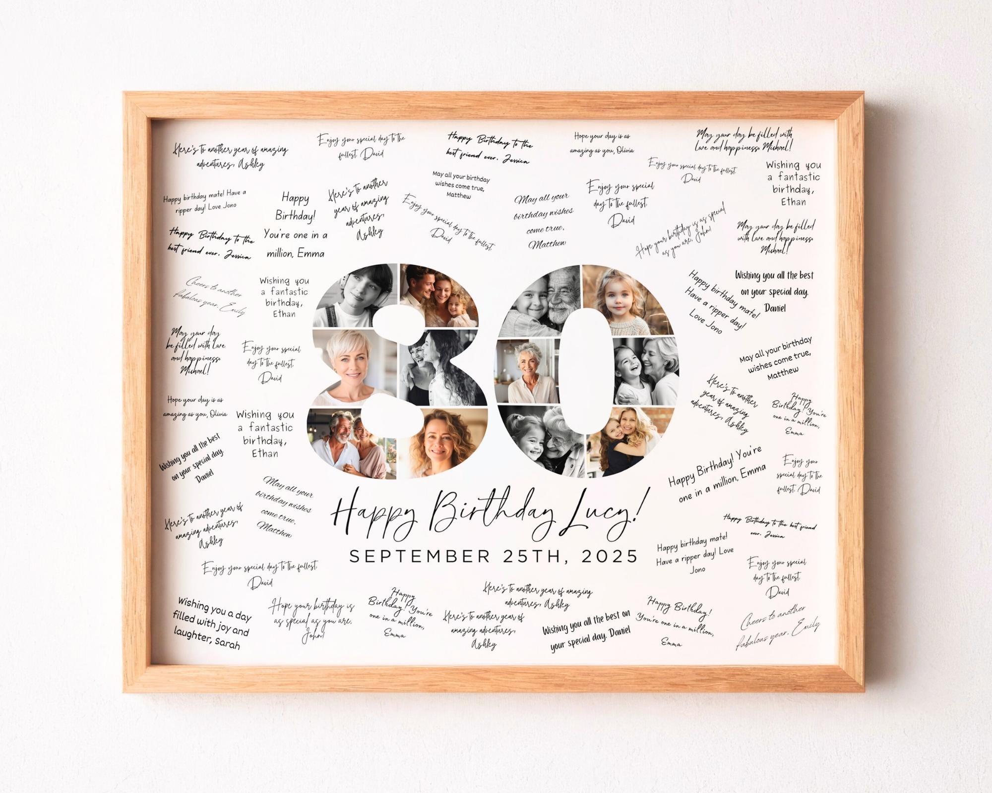 80th Birthday Photo Collage Poster TEMPLATE With Room for Signatures ...