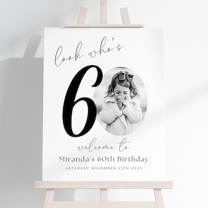 60th Birthday Photo Collage TEMPLATE, Look Who's 60, Customizable Photo Collage Board, Photo Montage Display Poster, 60 Milestone