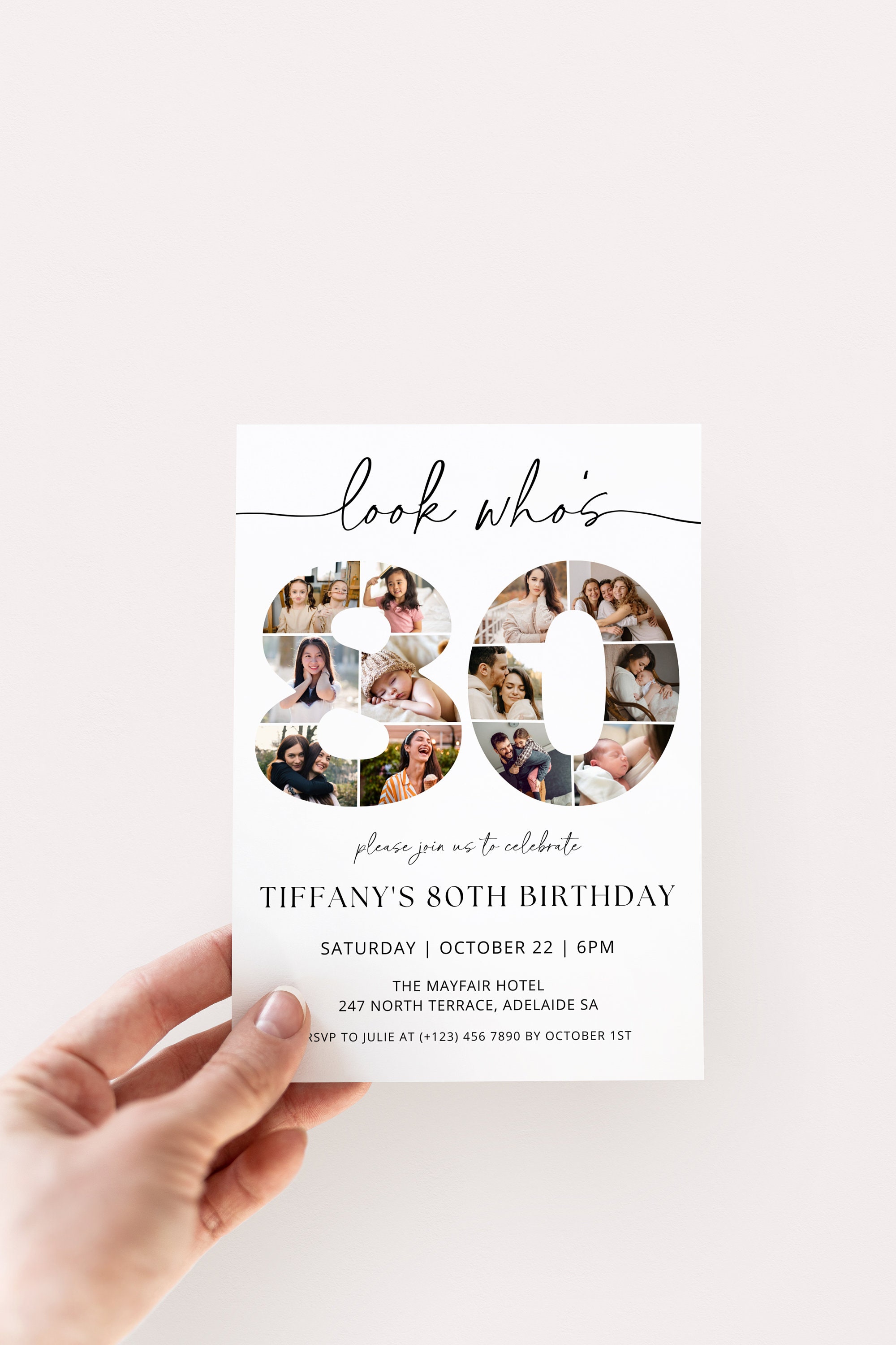 80th Birthday Invitation TEMPLATE With Photo Collage, Look Who's 80 ...