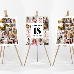 18th Birthday Photo Collage Poster Bundle TEMPLATE, Eighteenth Birthday Collage, Photo Collage Board, Photo Montage Display Digital Download