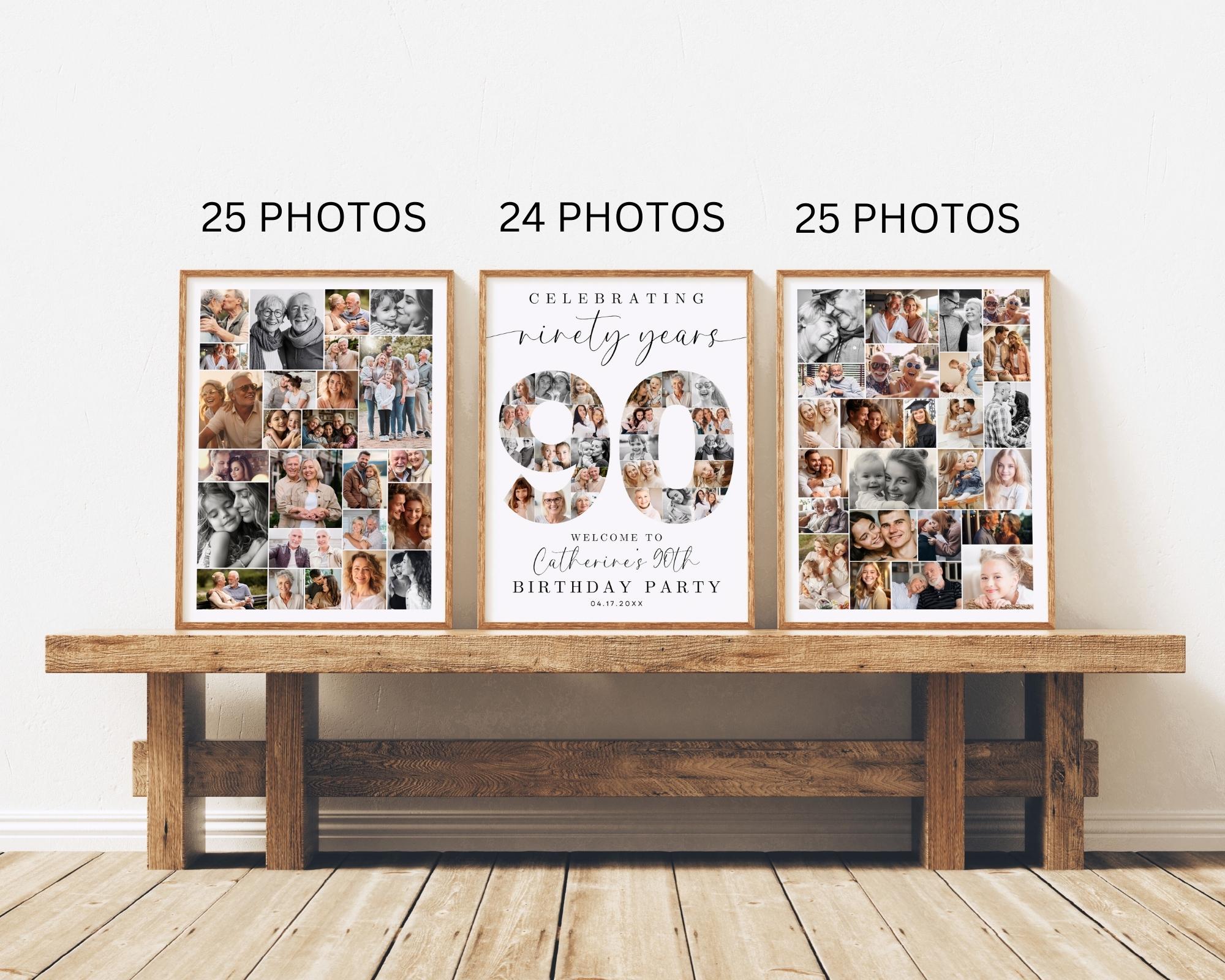 90th Birthday Photo Collage Poster Bundle TEMPLATE Set, Celebrating 90 ...