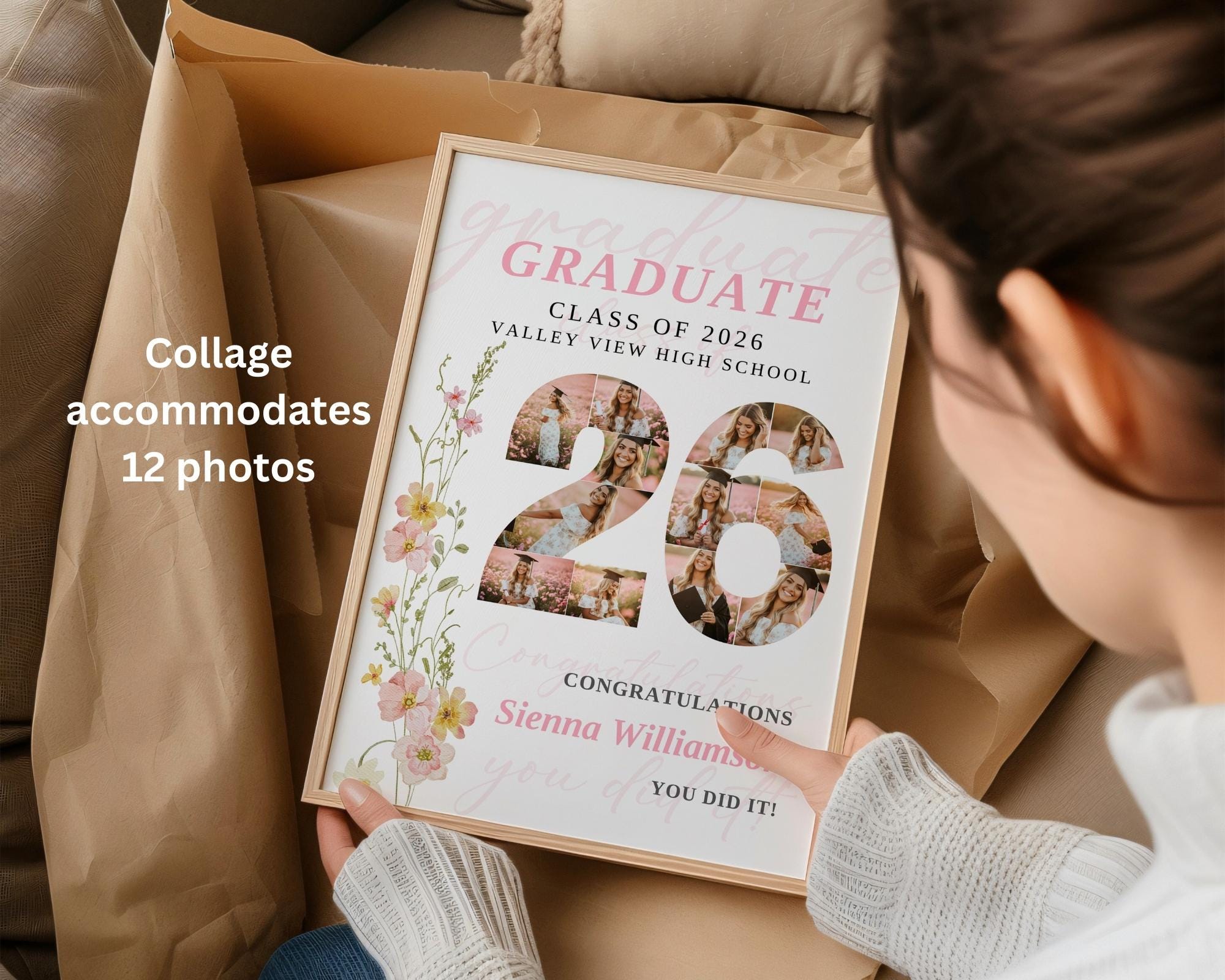 Spring Graduation Month Spring Floral Graduation Poster With Photo Collage, Gift for 2026 ...