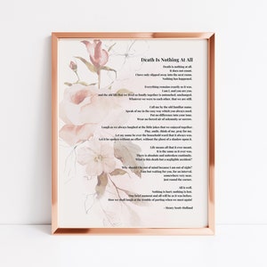 Death is Nothing at All Poem Printable Funeral Poem Ready to - Etsy ...