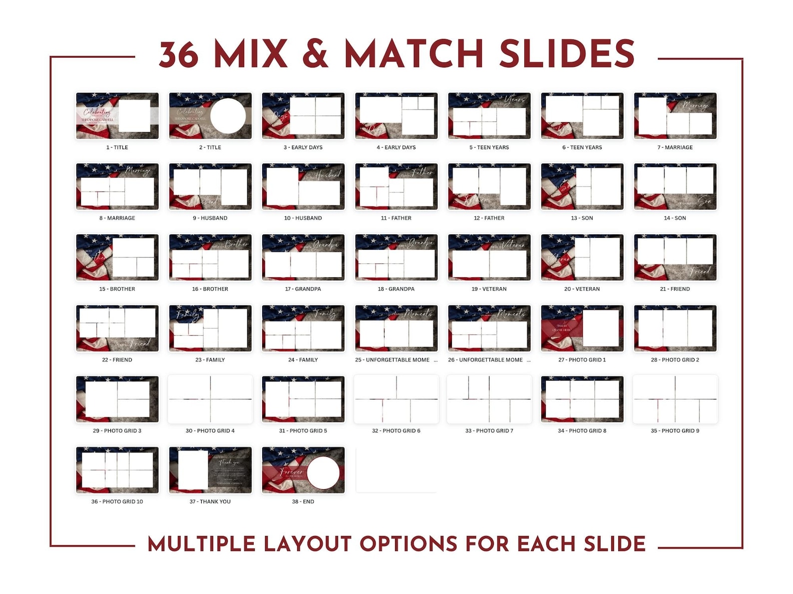 Funeral Photo Slideshow Template for Veteran, Military Memorial Video