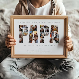 Papa Photo Collage TEMPLATE, Gift for Dad, Father's Day Gift, Birthday Present, Edit Yourself DIY Download, Canva Template