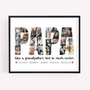 Custom Papa Photo Collage TEMPLATE, Gift for Grandpa, Father's Day Gift, Birthday Present, Edit Yourself DIY Download, Canva Template