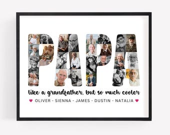 Custom Papa Photo Collage TEMPLATE, Gift for Grandpa, Father's Day Gift, Birthday Present, Edit Yourself DIY Download, Canva Template
