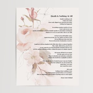Death is Nothing at All Poem Printable Funeral Poem Ready to Etsy