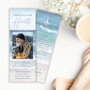 Funeral Bookmark TEMPLATE for Fisherman, Celebration of Life Memorial ...