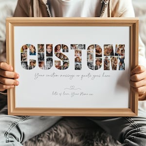 Custom Name Picture Collage TEMPLATE, Personalized Text Photo Collage, Custom Letter Collage, Photo Collage Gift, Word Art Canva Template
