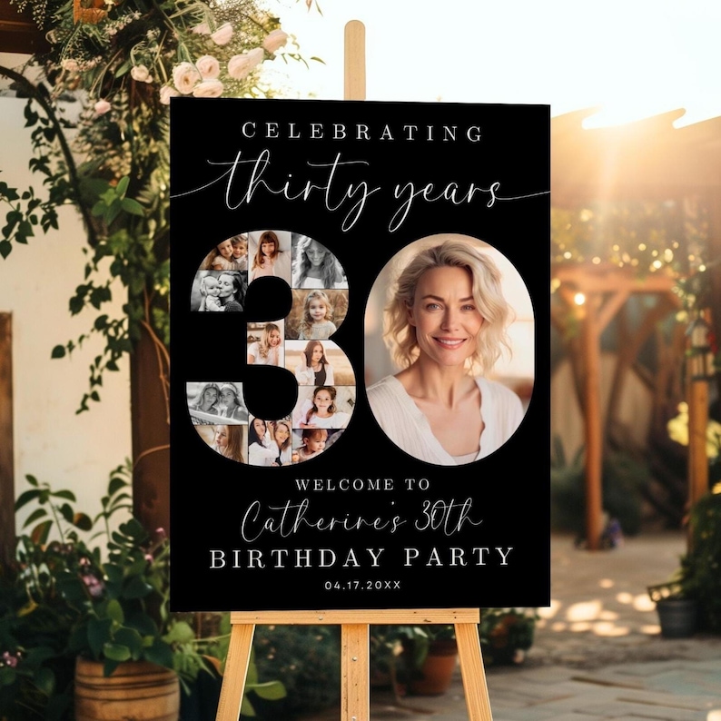 30th Birthday Photo Collage TEMPLATE, Celebrating 30 Years, Party ...