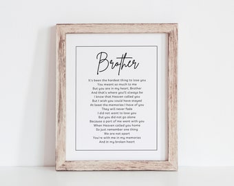 Celebration of Life Poem Ready to Print, Tribute to Brother Poem, Minimalist Remembrance Poem, Funeral Memorial Poem, Memorial Table Poem