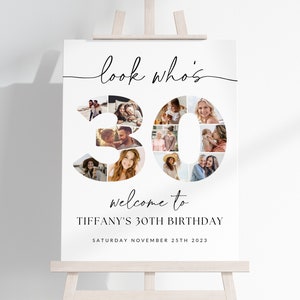 30th Birthday Photo Collage TEMPLATE, Look Who's 30, Customizable Photo Collage Board, Photo Montage Display Poster, Digital Download DIY